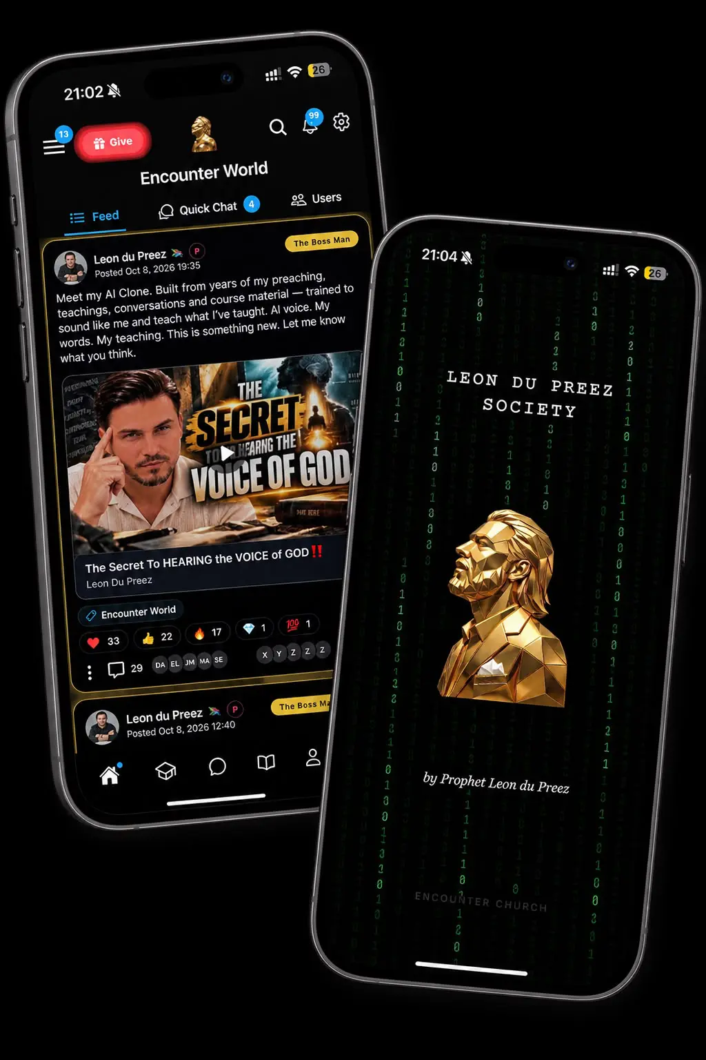 LDP Society app (Leon du Preez Society) showing the Prophetic World community feed